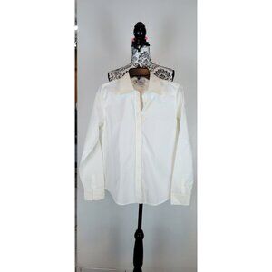 Lilly Pulitzer Womens Beige Cotton Long Sleeve Button Up Blouse Dress Shirt 8